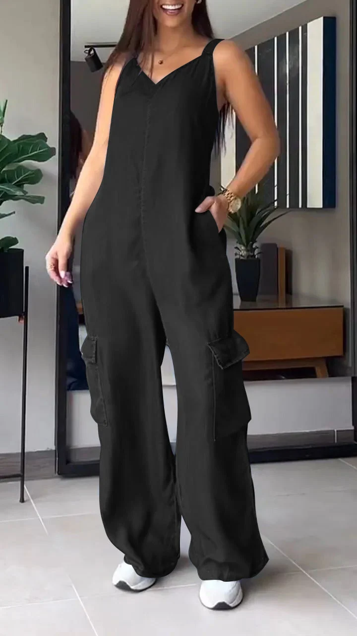 Dames Jumpsuit Denim V-hals Comfortabel