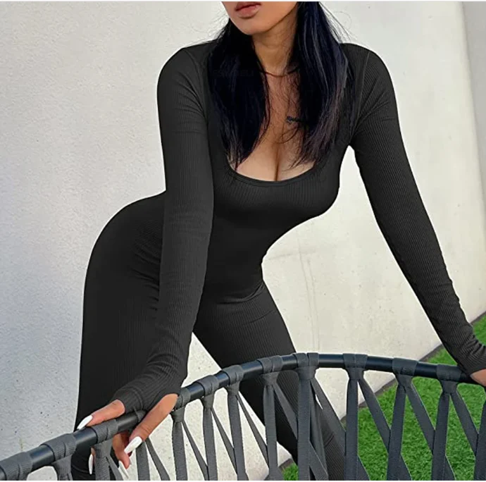 Dames Jumpsuit Geribbelde Textuur Polyester voor Yoga en Comfortabele Beweging