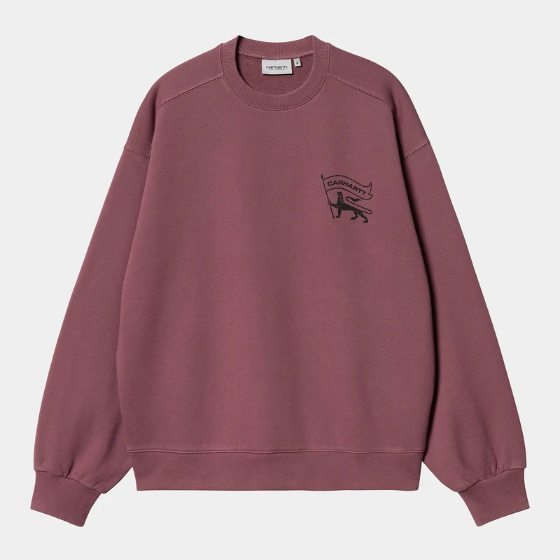 Carhartt WIP Heren Stamp Sweat Top - Dusty Fuchsia / Zwart