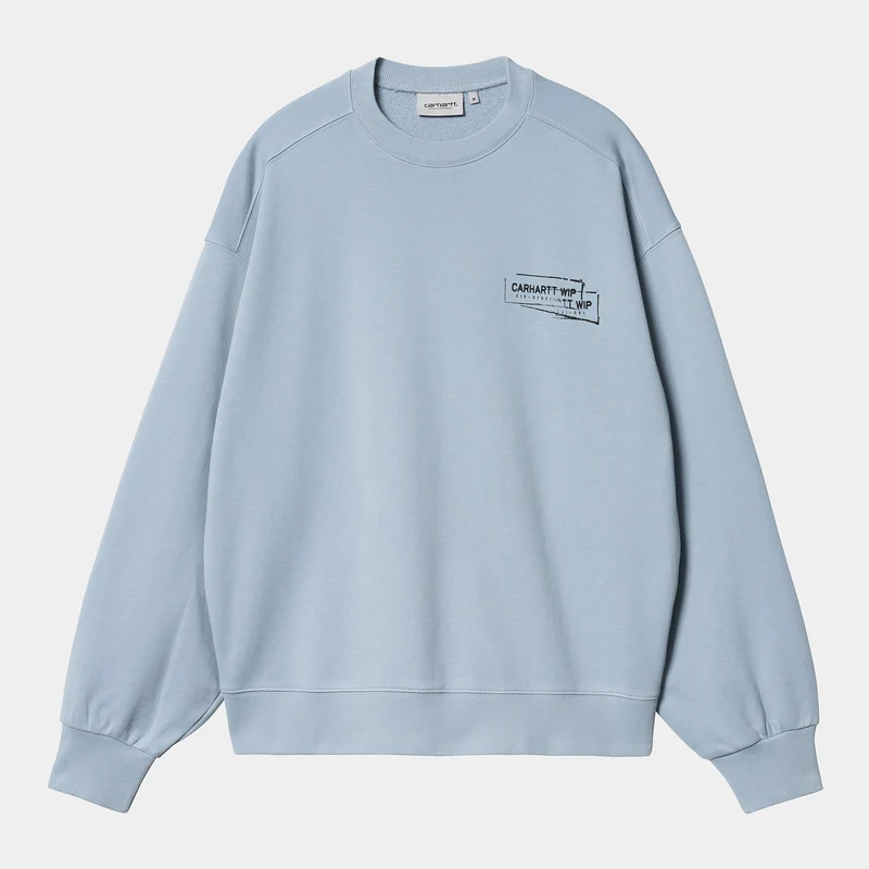 Carhartt WIP Heren Stamp Sweat Top - Misty Sky / Zwart