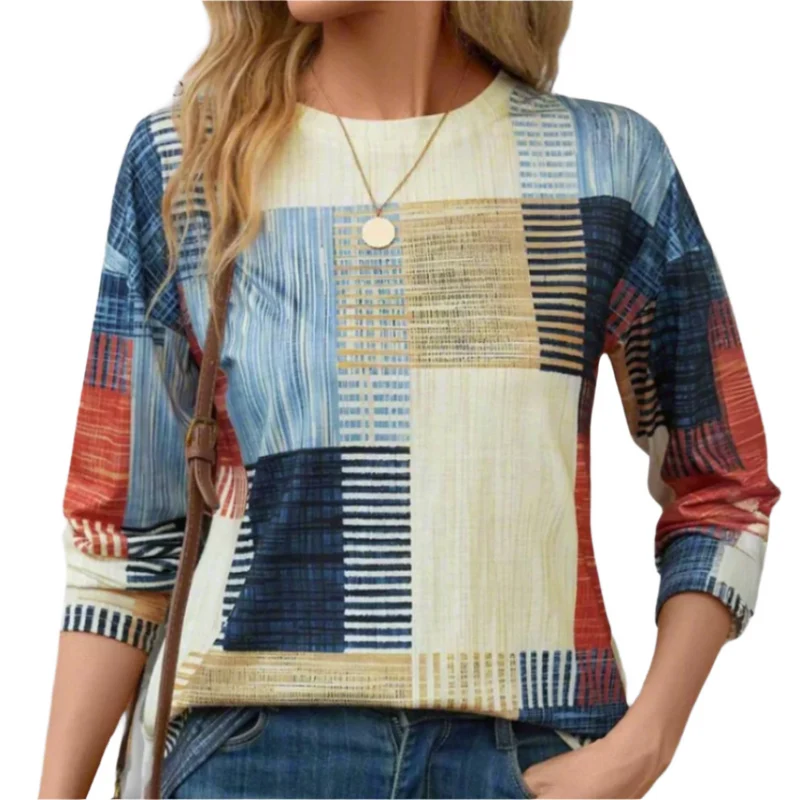 Dames T-shirt Geometrisch Patroon Casual Katoen