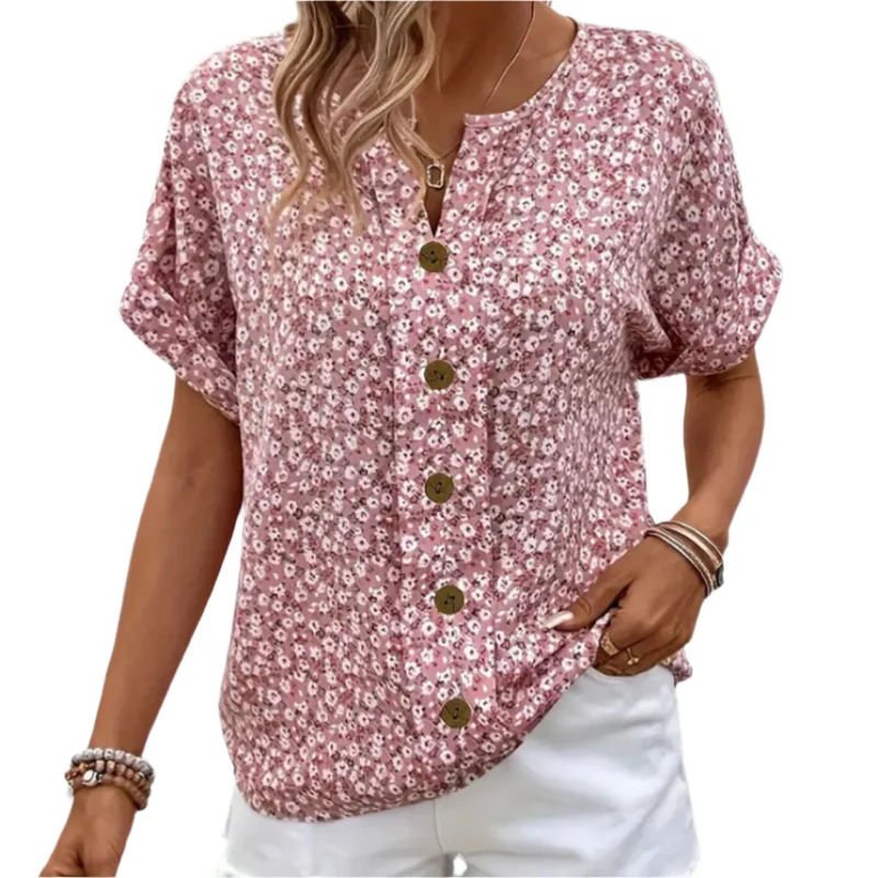 Dames Blouse Met Bloemenprint Lichte Katoen Losse Pasvorm