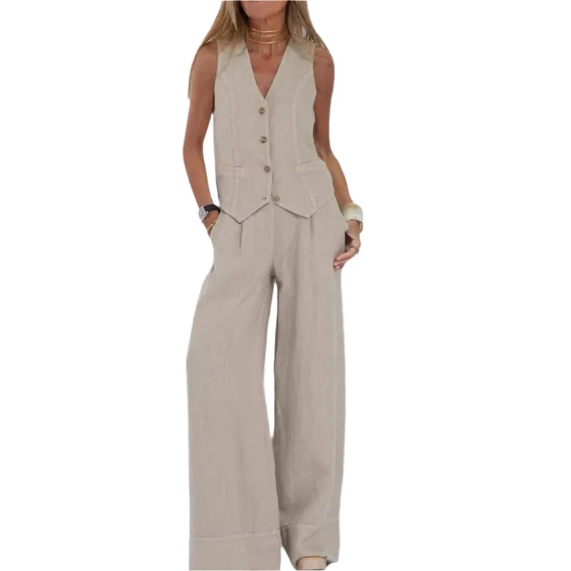 Dames Set Elegante Top en Wijde Broek