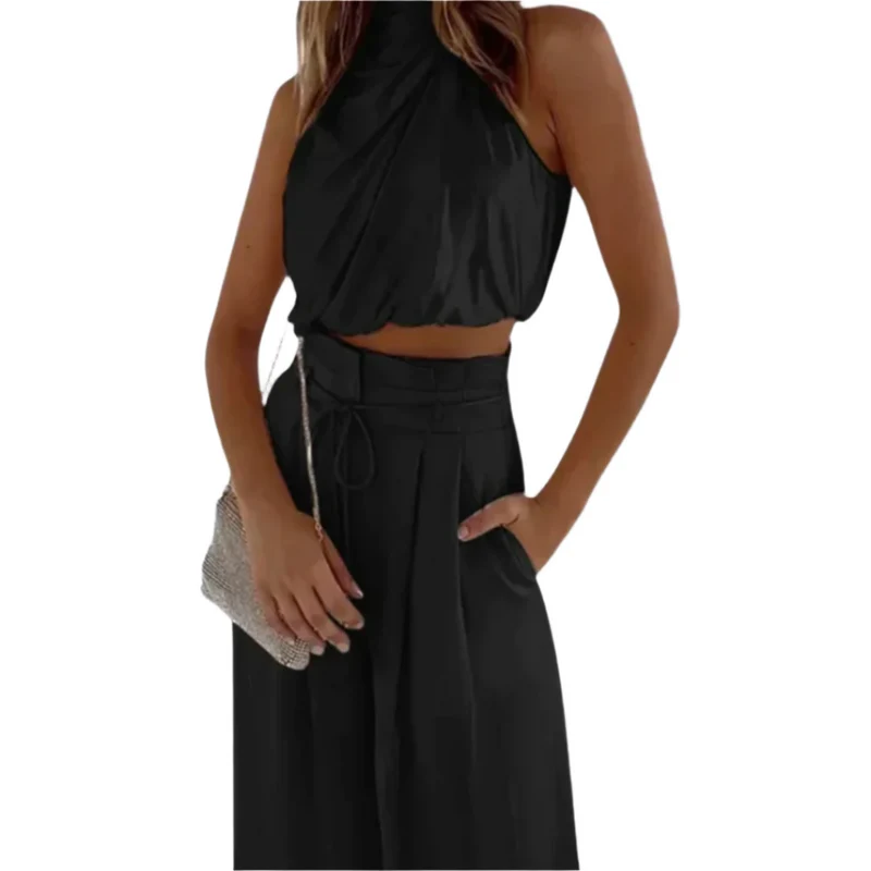Dames Twee-Piece Set Elegante Top en Brede Broek