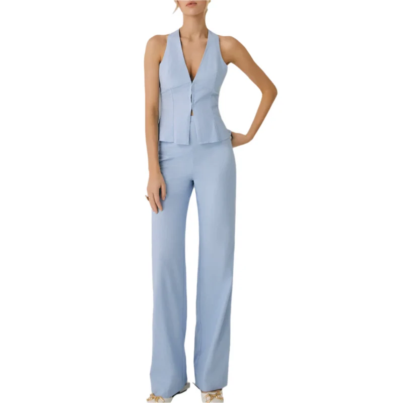 Dames Ensemble Pantalon Droit Chic en Premium Materiaal