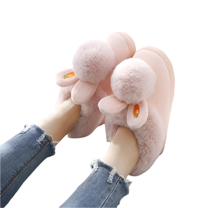 Dames Slippers Konijnenoren Antislip Zool Hoogwaardige Stof