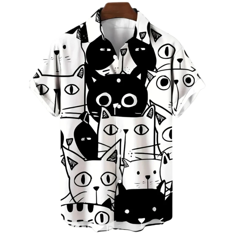 Heren T-Shirt Panda Kattenprint Casual Katoen