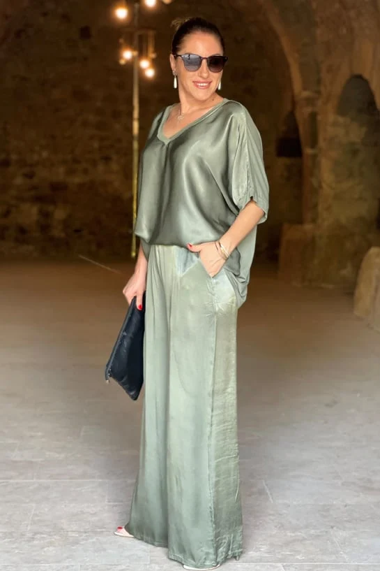 Dames Jurk Set met Blouse en Broek, Luxe en Comfortabele Pasvorm