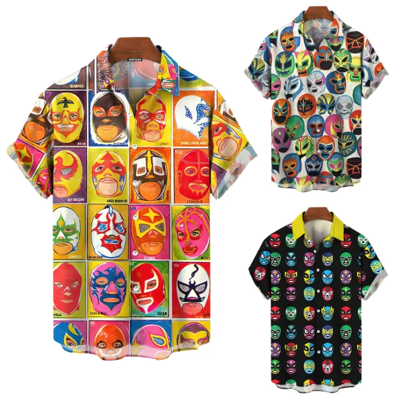 Heren T-Shirt Casual Katoen Luchador Prints