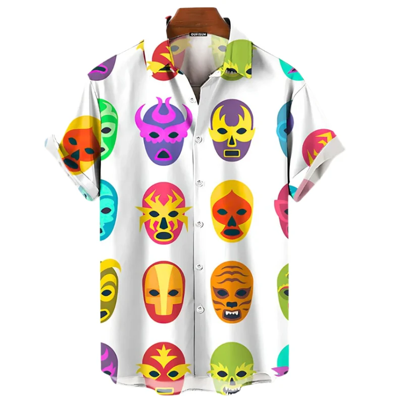 Heren T-shirt met Luchador Maskers Ontspannen Stijl