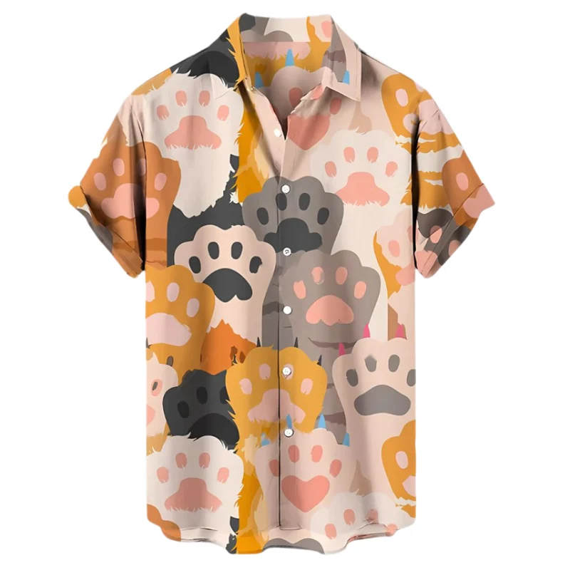 Heren T-shirt Relaxed Stijl met Kattenprint