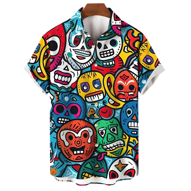 Heren T-Shirt Ontspannen Luchador Print Lichtgewicht Stof