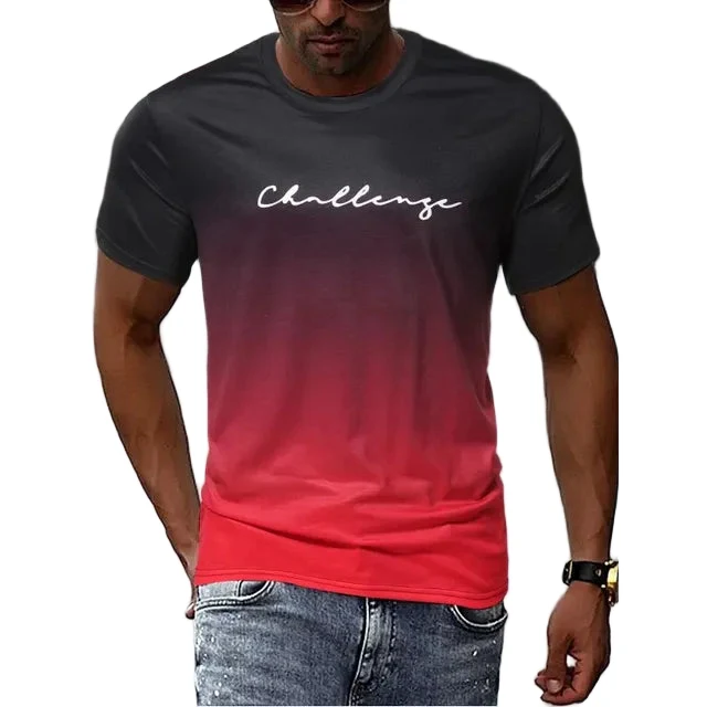 Heren T-shirt Vintage Stijl Kleurengradiënt Katoen