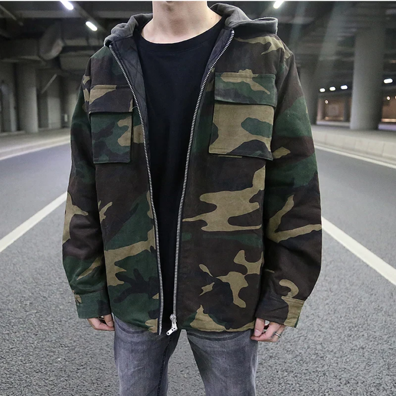 Heren Hoodie Camouflage Moderne Pasvorm Katoen