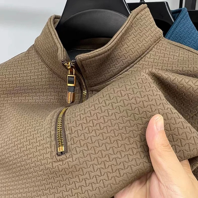 Heren Half Zip Trui Casual Katoenmix
