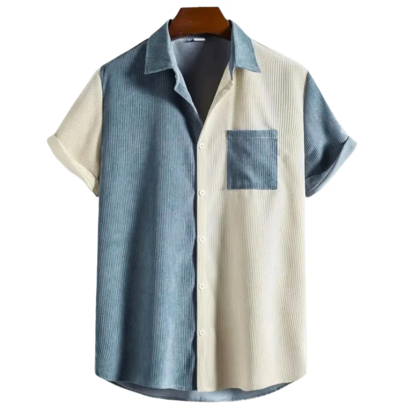 Heren T-Shirt Tweekleurig Geribbeld Casual