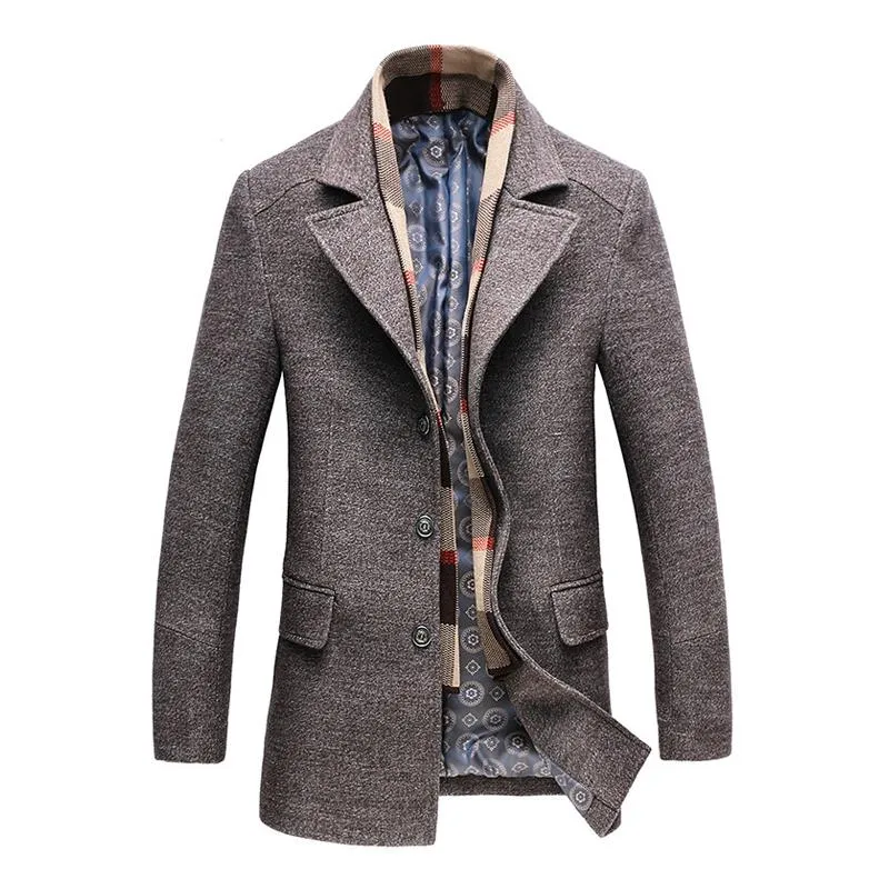 Dames Wol Coat met Afneembare Sjaal