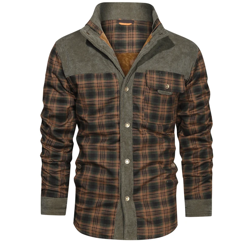 Heren Flanellen Jas Met Ruitpatroon en Fleece Voering