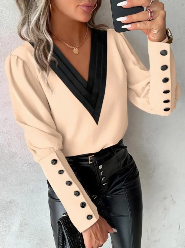 Dames Blouse V-Hals Casual Hoogwaardige Stof