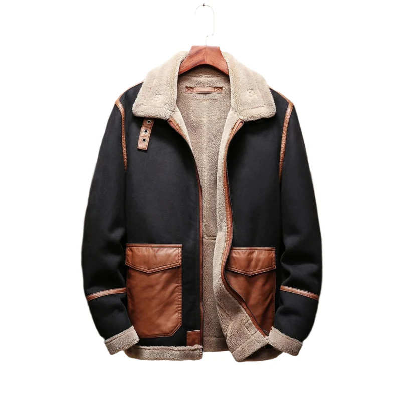 Heren Vintage Suède Jas Met Oversized Zakken