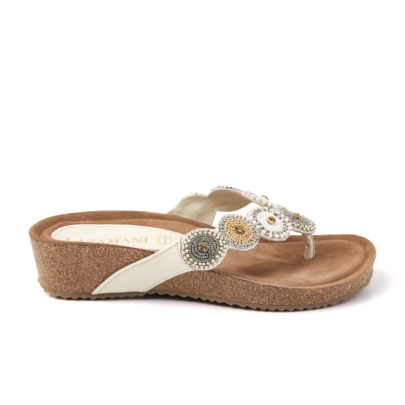 Mara Dames Slippers Leer Off-White