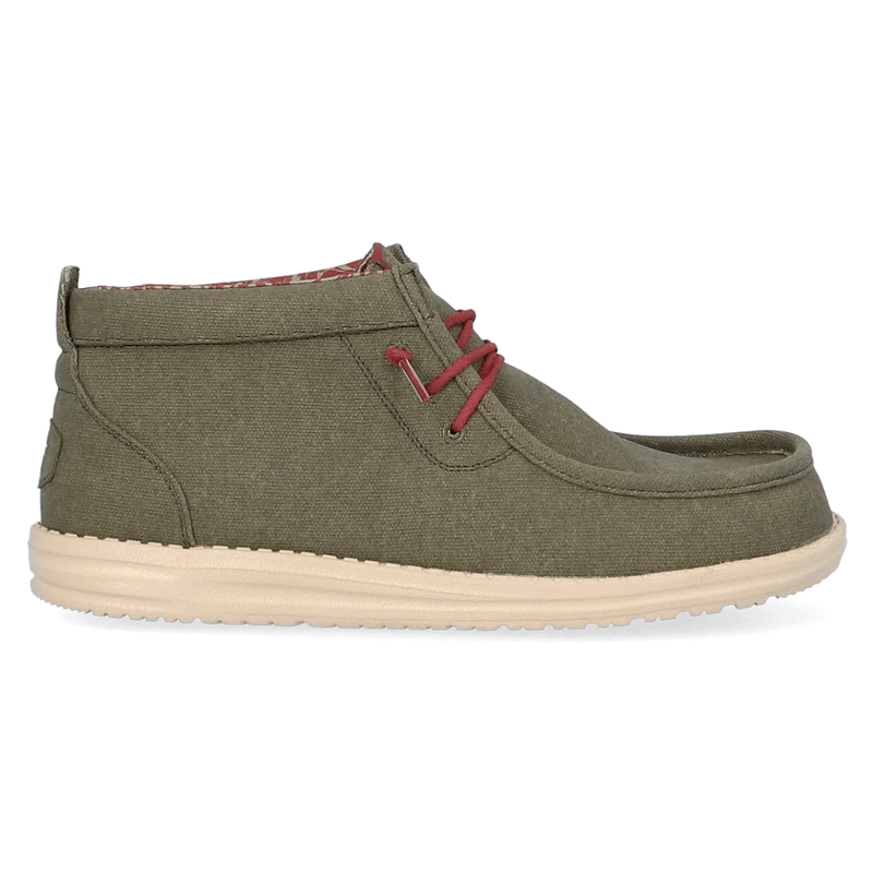 Wally Mid Waxed Canvas Heren Instappers Olive