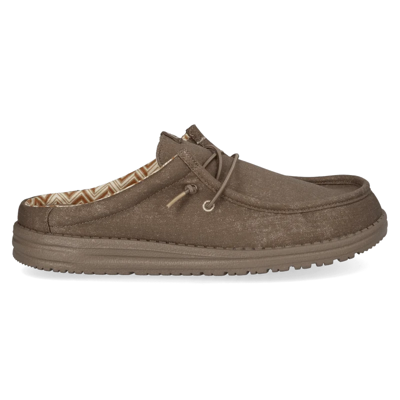 Wally Slip Canvas Heren Instappers Walnut