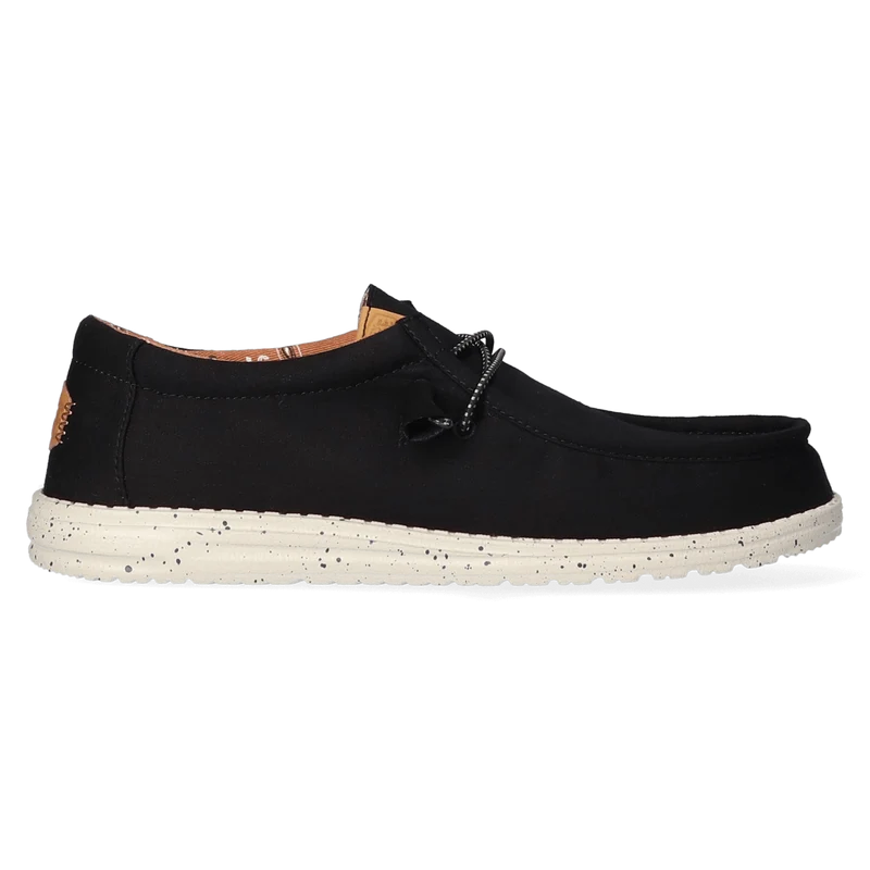 Wally Washed Canvas Heren Instapper Black
