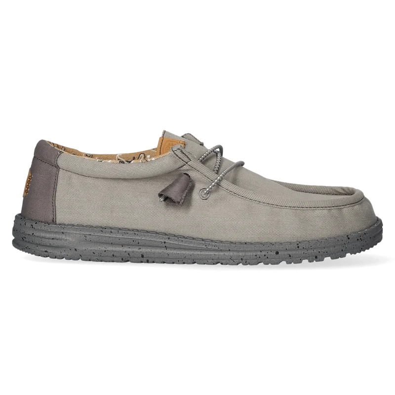 Wally Washed Canvas Heren Instapper Charcoal