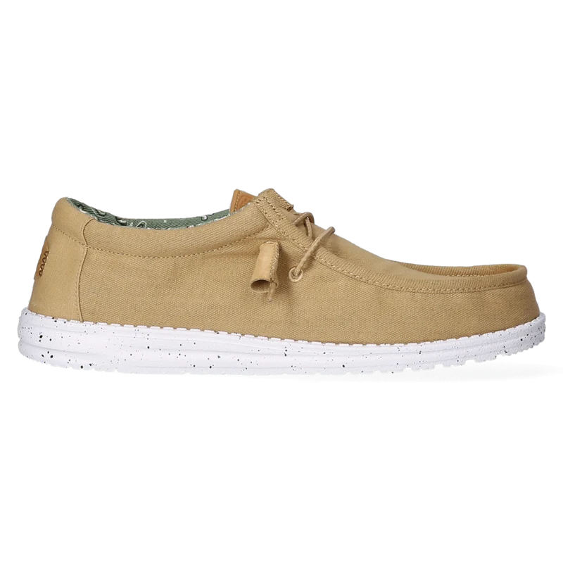 Wally Washed Canvas Heren Instapper Walnut