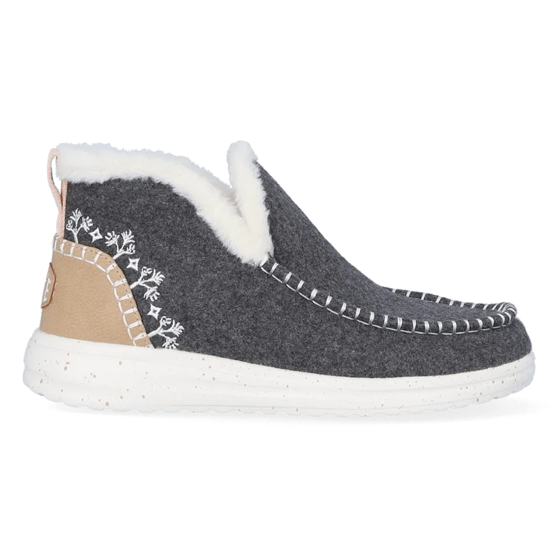 Denny Wool Faux Shearling Dames Instappers Grey