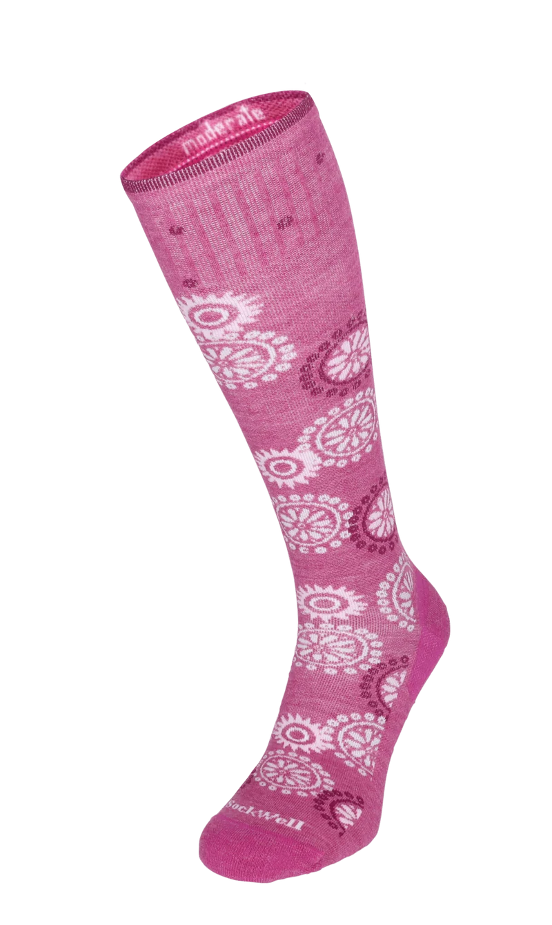 Block Print Dames Compressiekousen Klasse 1 Raspberry