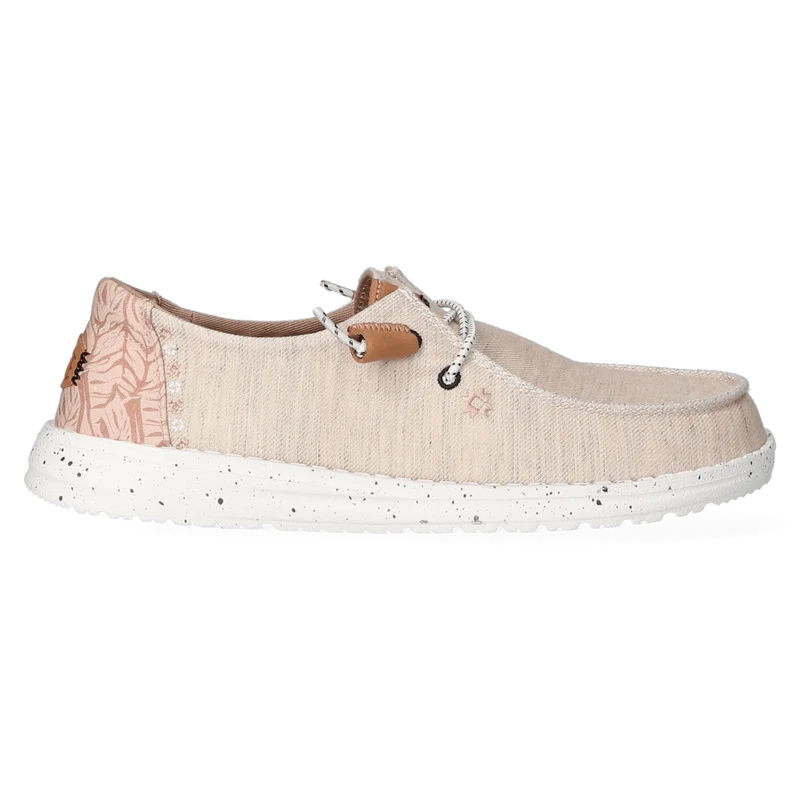 Wendy Heathered Slub Tropical Dames Instappers White