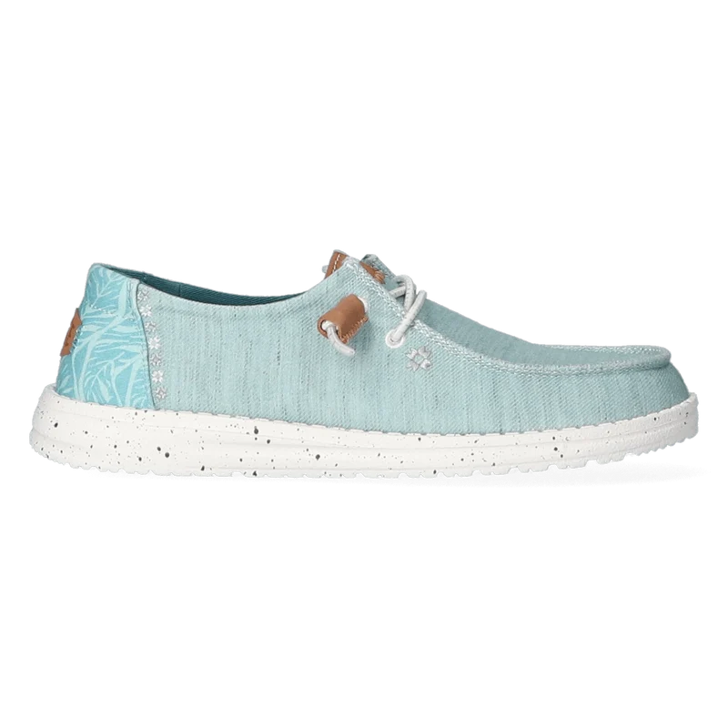 Wendy Heathered Slub Tropical Dames Instappers Blue