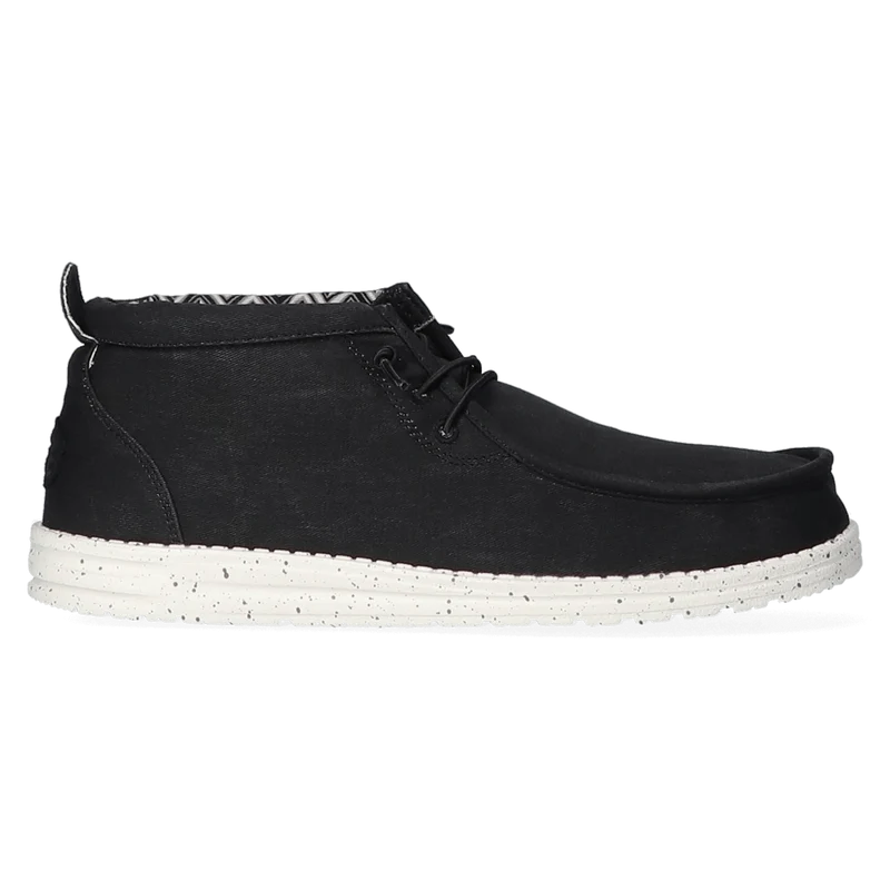 Wally Mid Canvas Heren Instappers Black/White