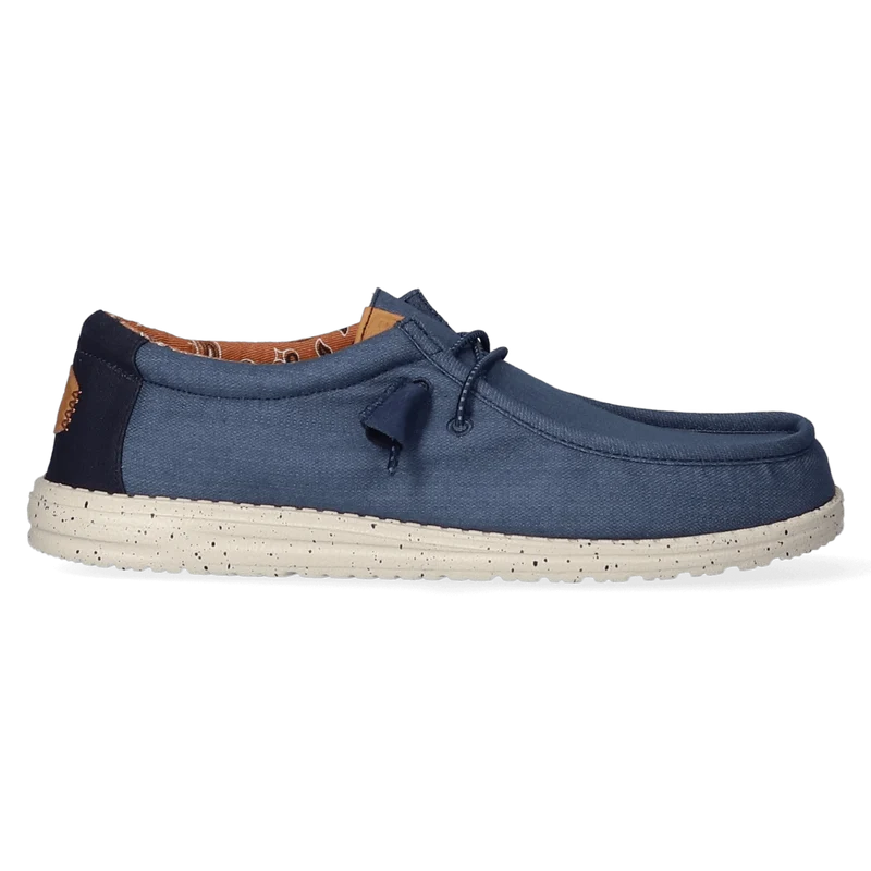 Wally Washed Canvas Heren Instapper Navy