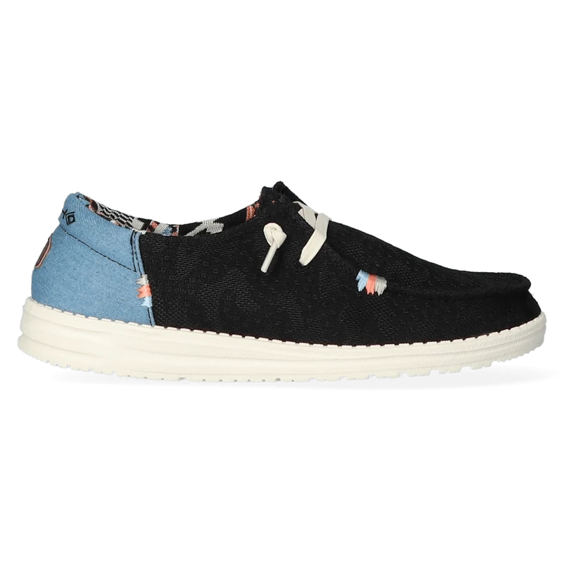 Wendy Boho Dames Instappers Black Crochet
