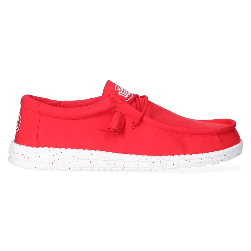 Wally Slub Canvas Heren Instappers Red
