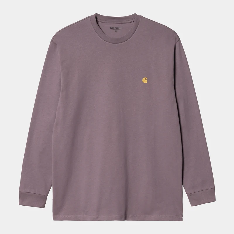 Carhartt WIP Heren Chase T-shirt met lange mouwen - Misty Thistle / Goud