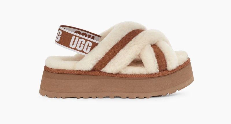 UGG Dames Disco Cross Slide - Kastanje