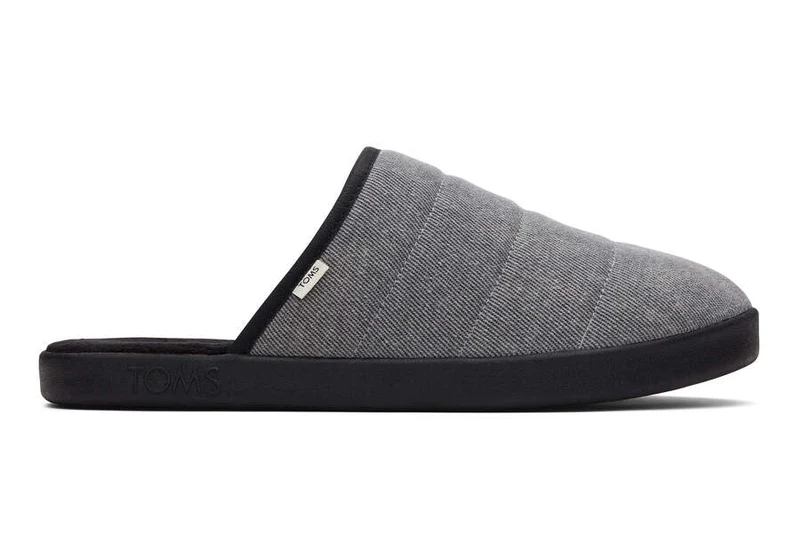 TOMS Harbor Distressed Twill Gewatteerde Slipper Voor Heren - Zwart