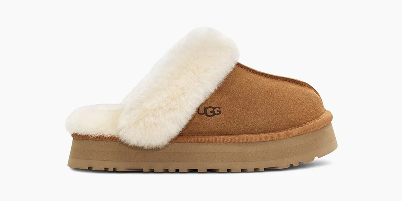UGG Dames Disquette Platform Slippers - Kastanje