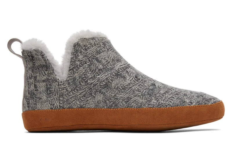 TOMS Dames Lola kabelgebreide pantoffels - grijs