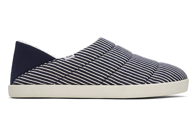 TOMS Ezra Railroad Stripe-slipper voor heren - marineblauw