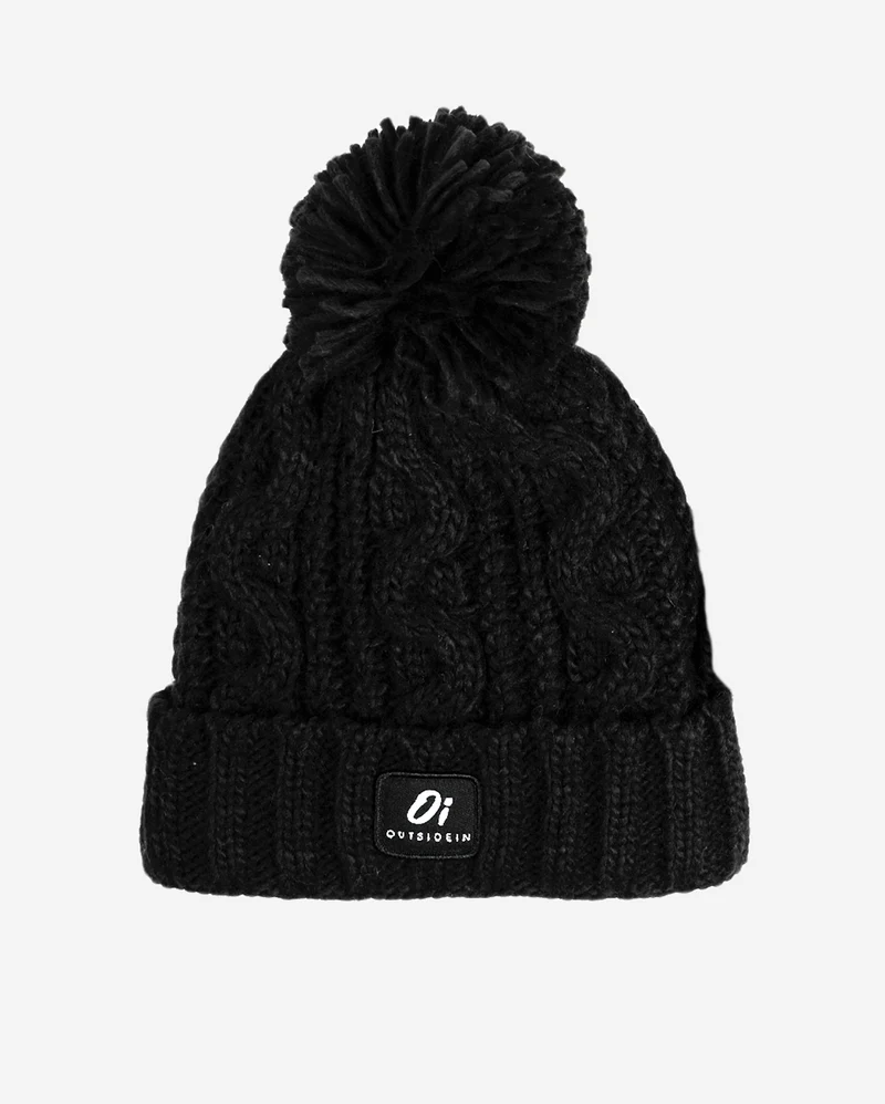 Outside In Unisex zwarte winterpompomhoed - zwart
