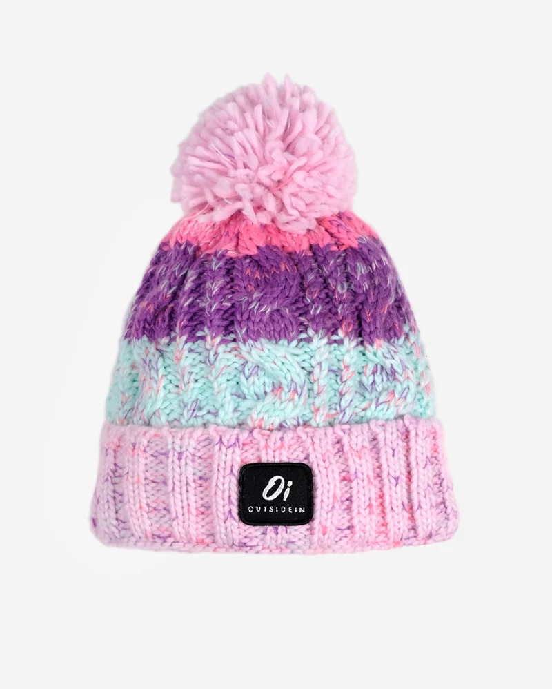 Outside In Unisex suikerspin pompon hoed - roze / wit