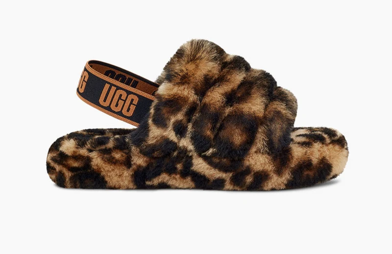 UGG Fluff Yeah Panterprint-slipper voor kinderen - Butterscotch