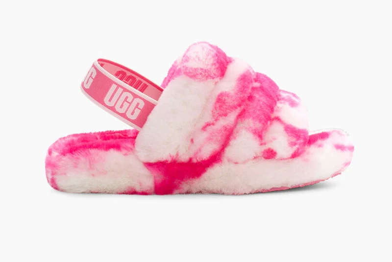 UGG Kids Fluff Yeah Marble Slide - Roze Roos / Zeeschelp Roze
