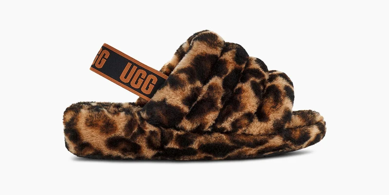 UGG Fluff Yeah Slide Panterprint voor dames - Butterscotch