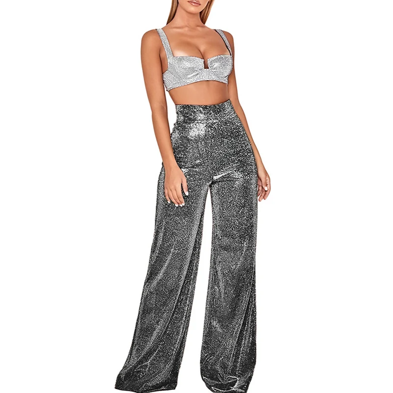 Dames Uitlopende Broek Glitterstijl